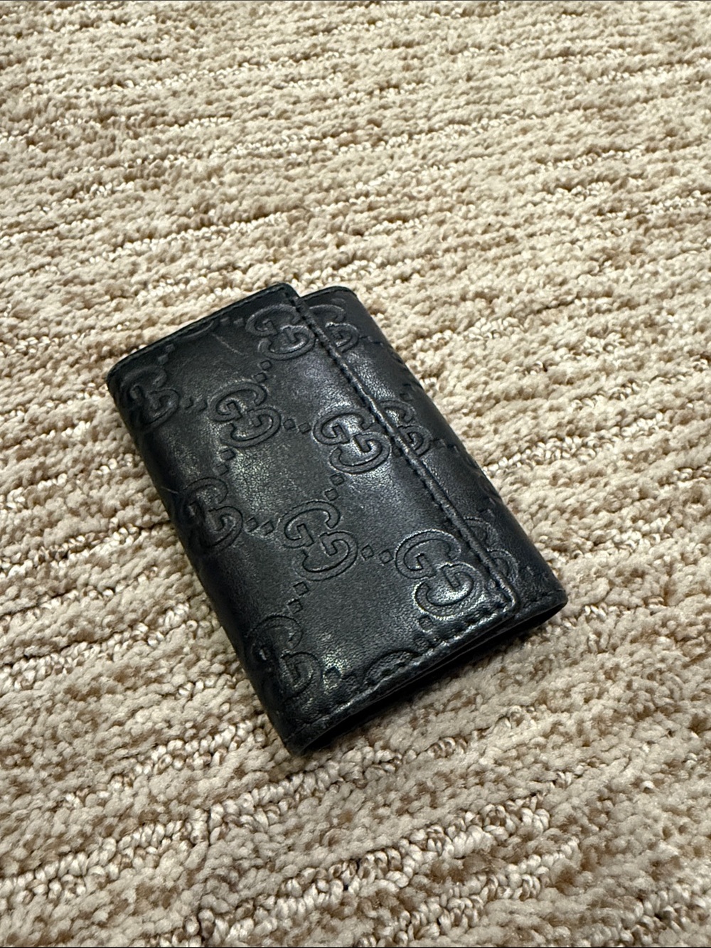 Gucci Black Embossed Leather Card Case